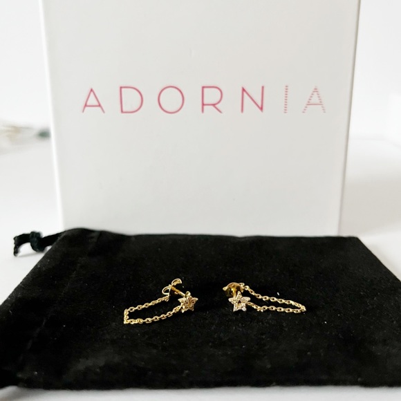 NWT Adornia Pave Swarovski Crystal Star Front & Back Draped Chain Stud E… - Picture 6 of 9